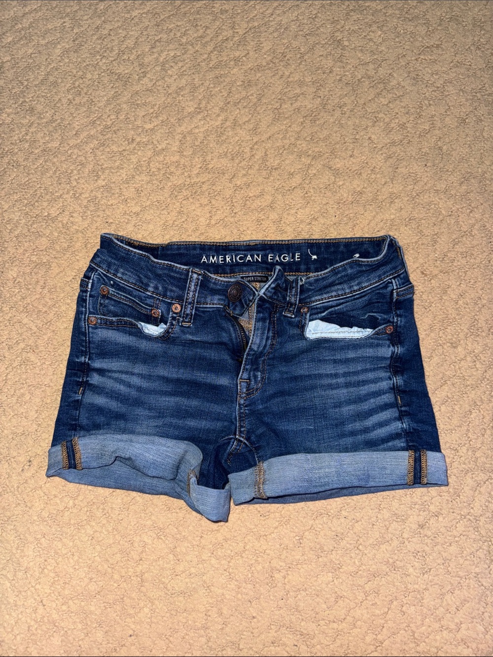American Eagle Midi Denim Cuffed Jean Shorts
